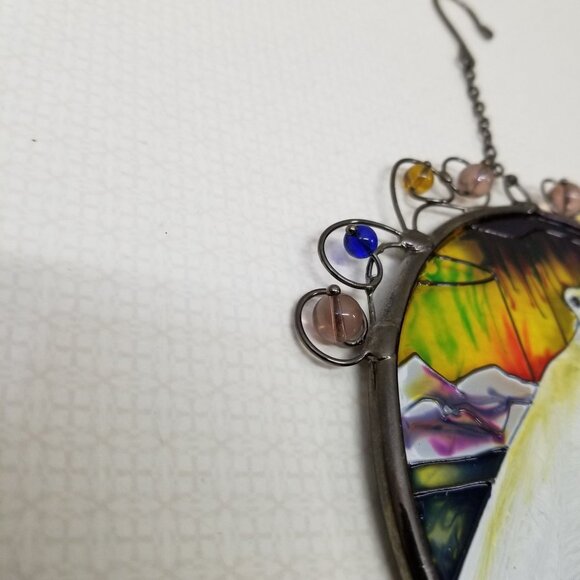 Polar Bear Stained Glass Window Catcher Home Decor Beaded Winter Scene - Picture 3 of 5